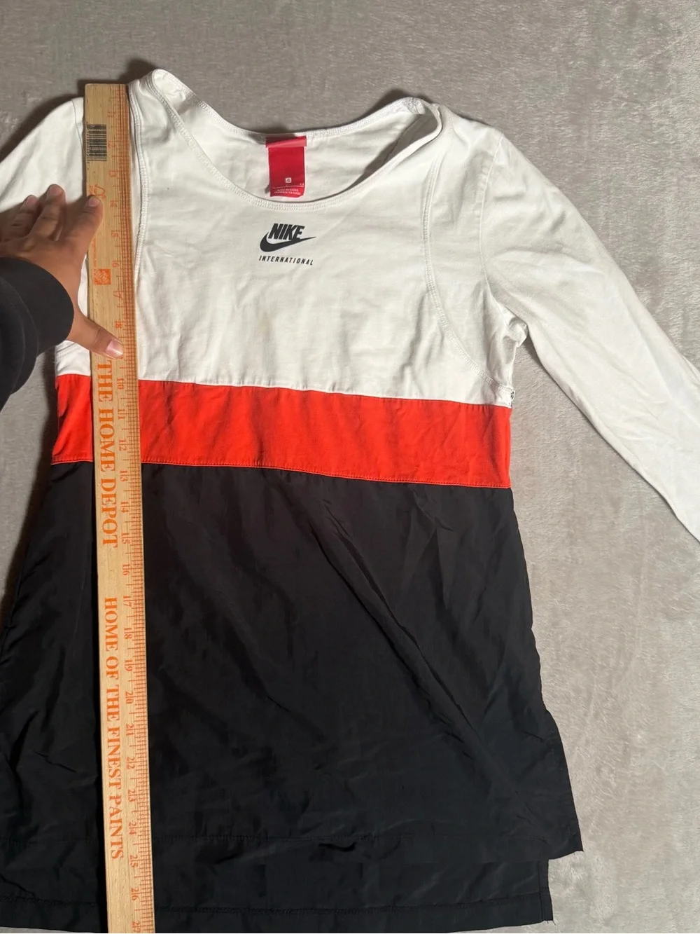 Nike White, Red & Black Colorblock Long Sleeve Girls Dress